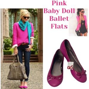 Pink Patent Bow Flats Slip On Ballet Babydoll Style Flats BONGO Womens Size 6